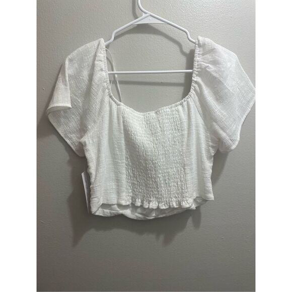 Kirious Medium Cropped White Scrunch Top NEW - Picture 4 of 4